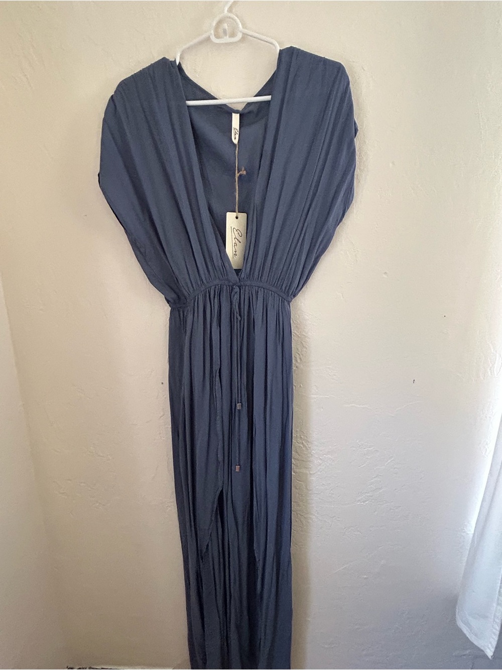 Elan Navy Maxi Dress with Deep V-Neck